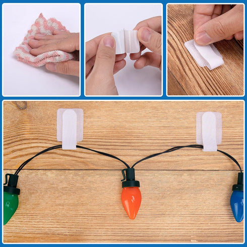 80 Pcs Adhesive Christmas String Lights Strap Holders, Outdoor Hanging Christmas Lights Cable Ties, Hook and Loop Cable