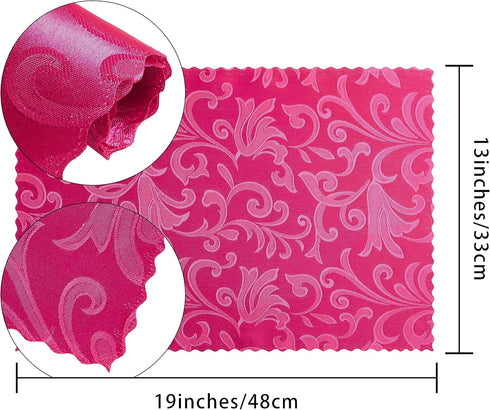 HommxJF 4 Placemats,13 19 inch Pieces Wave Scroll Damask Jacquard Hot Pink x Protect Surface Heat and Stain Resistant