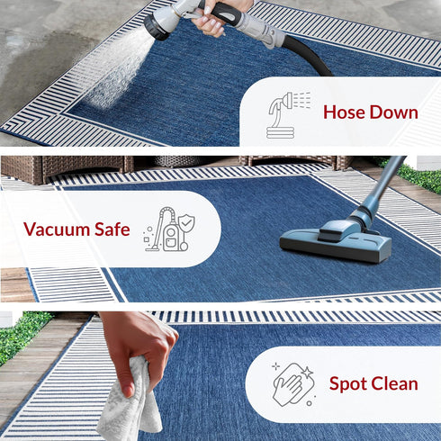 nuLOOM 2' x 3' Outdoor Area Rug, Striped Border Design, Stain Resistant, Durable for Patio, Balcony, Living Room