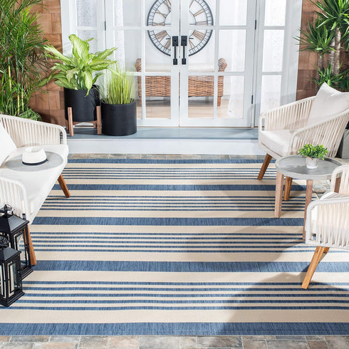 SAFAVIEH Courtyard Collection Accent Rug - 2' x 3'7', Brown & Bone, Stripe Design, Non-Shedding & Easy Care, Indoor/Outdoor & Washable-Ideal for Patio, Backyard, Mudroom (CY6062-242) by Safavieh