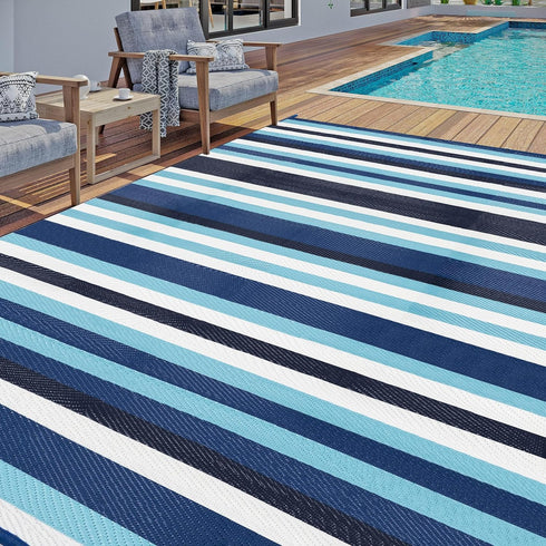 HUGEAR Outdoor Plastic Straw Rug, Waterproof Mat, Washable Large Floor Mat and