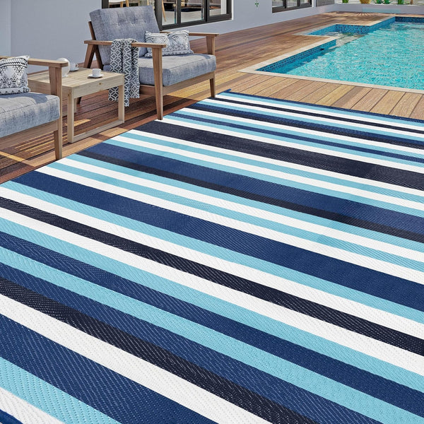 HUGEAR Outdoor Plastic Straw Rug, Waterproof Mat, Washable Large Floor Mat and