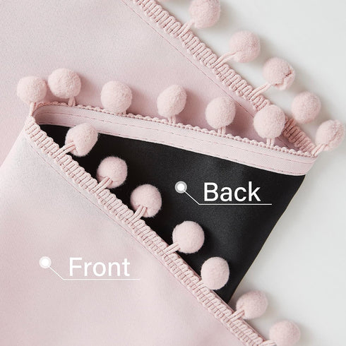 84 inches 2 Room,52" 84",Grommet Jubilantex Pom Pom Pink Blackout Curtains Long Panels Triple Weave Window Treatments
