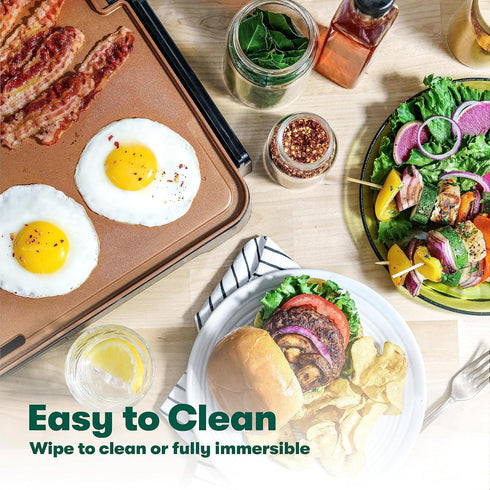 15 12" 22", bella XL Electric Ceramic Titanium Griddle, Make Eggs At Once, Healthy-Eco Non-stick Coating, Hassle-Free