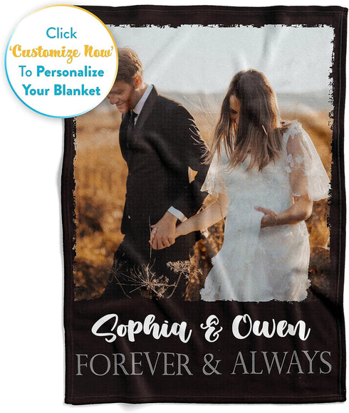 60x80) Ships Next Day, Custom Blanket with Picture and Text - Printed in USA, Personalized Photo Blanket with Text