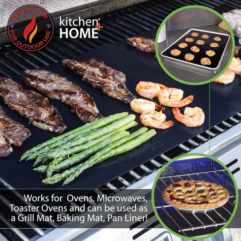 Kitchen + Home Oven Liner Set of 2, Heavy Duty Non-stick Reusable Oven Liner for Gas, Electric & Microwave