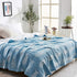 MEJU Summer 100% 3 60 80 Fish Blue Muslin Lightweight Blanket for Bed Sofa Couch Combed Cotton Layer Soft Warm Quick