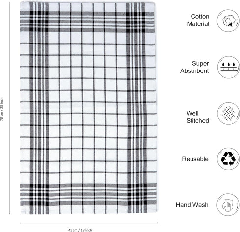 Sets 28"x18" Pack 4 Encasa XO Kitchen Towels and Dishcloths | Cotton Hand Towel | Multipurpose, Highly Absorbent