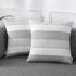 AmHoo Pack of 2 Light Grey Beige Farmhouse Stripe Check Throw Pillow Covers, Cotton Linen Decorative Cushion Case