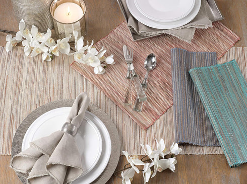 Saro Lifestyle Melaya Collection Shimmering Woven Nubby Table Runner, 14"x108", Rust