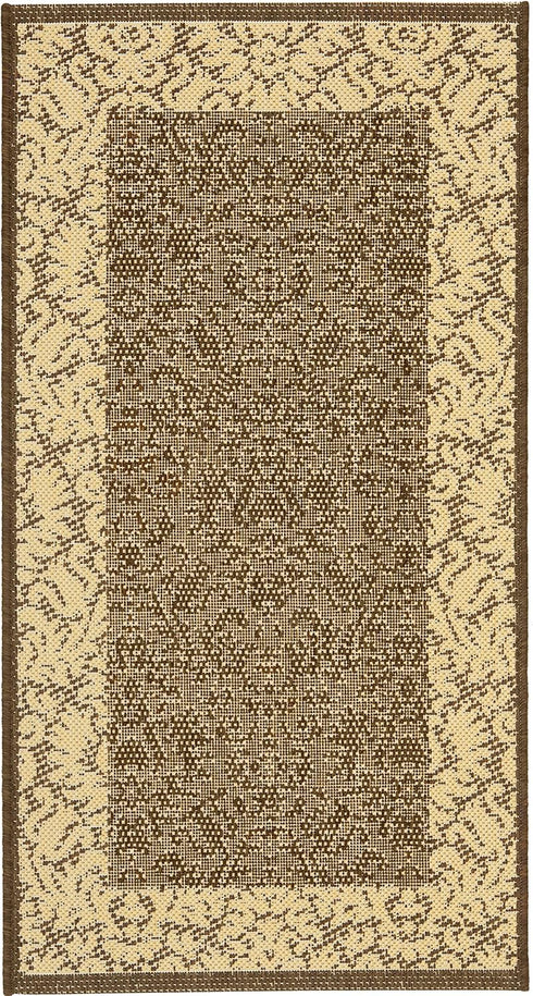 SAFAVIEH Courtyard Collection Accent Rug, 2' x 3'7", Chocolate & Natural, Indoor/Outdoor