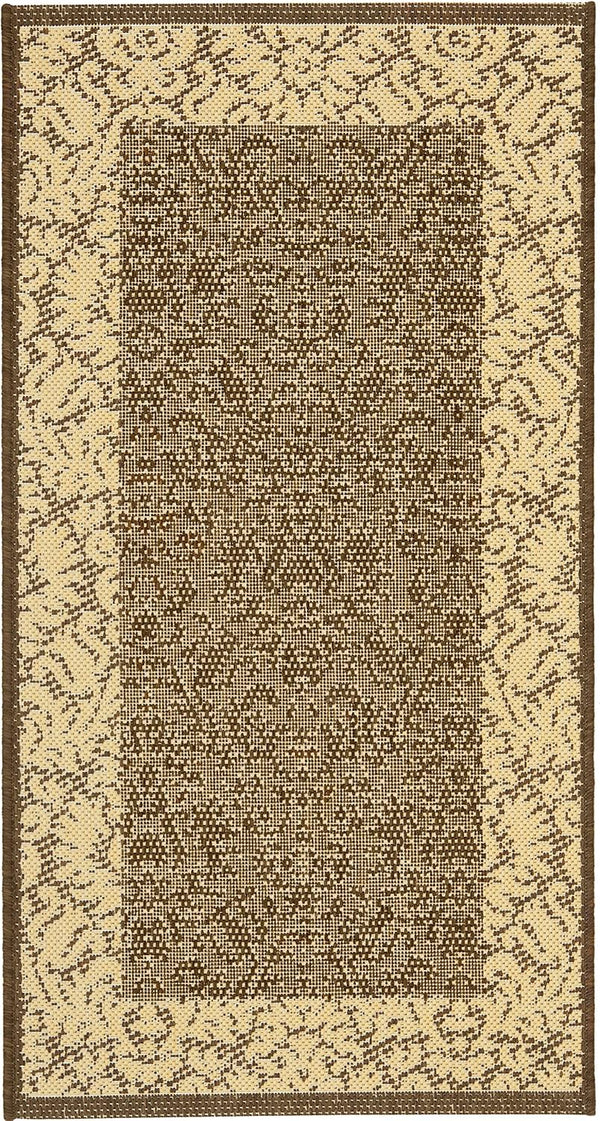 SAFAVIEH Courtyard Collection Accent Rug, 2' x 3'7", Chocolate & Natural, Indoor/Outdoor