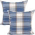 YOUR SMILE Set of 2 Retro Farmhouse Decorative Throw Pillow Case – Buffalo Tartan Plaid Cushion Cover, Navy Blue, 22x22