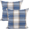 YOUR SMILE Set of 2 Blue/Stripe Cotton Linen Decorative Throw Pillow Cases, 18 x 18 Inch Buffalo Tartan Chequer Plaid