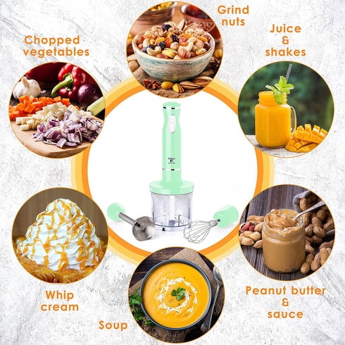 Moss & Stone Hand Blender Electric, 300 Watt Stick Blender with Egg Whisk & Chopper