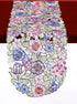 Flowery Table Runner 13"×54", Cutwork Embroidered Floral Dresser Scarf for Home Kitchen Dining