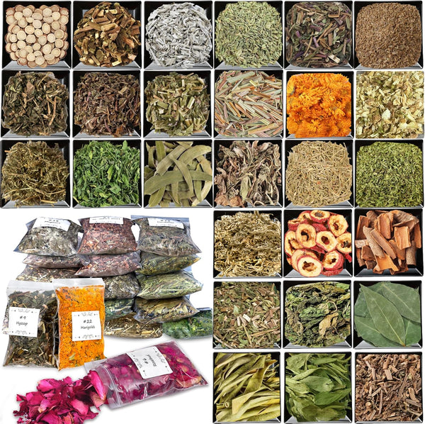 DreamdaMoonnly 32pcs Dried Herbs for Witchcraft, Witchcraft Supplies Kit for Wiccan Rituals, Witch