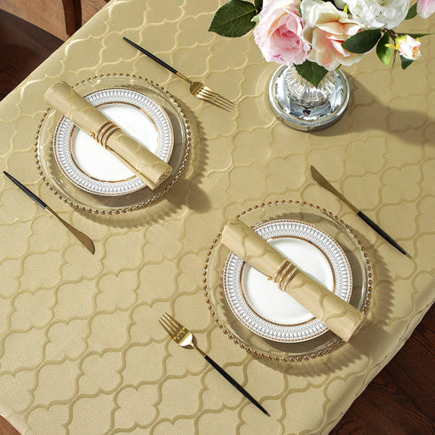 Jacquard Cloth Napkins, 20 x 20 Inch Flower Pattern, 4 Pieces for Restaurant Family Dinners, Weddings, Parties (Gold)
