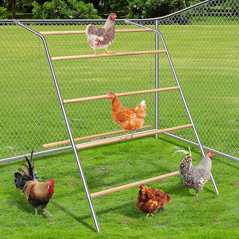 ANNDING Chicken Roosting Bars with Swing for Coop, Large 4-Tier Wood Chicken Perch