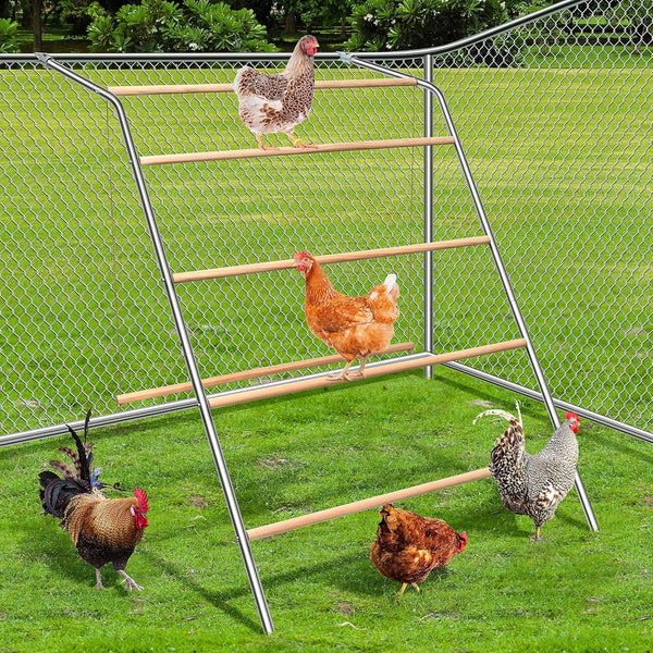 ANNDING Chicken Roosting Bars with Swing for Coop, Large 4-Tier Wood Chicken Perch