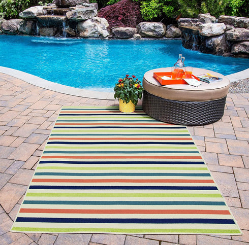 Momeni Rugs , Baja Collection Contemporary Indoor & Outdoor Area Rug, Easy to Clean, UV protected & Fade Resistant, 2'3" x 4'6", Multicolor by Momeni