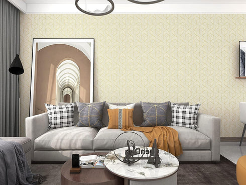 White and Gold Geometry Stripped Hexagon Peel and Stick Contact Paper, Self Adhesive Wallpaper, 118 inch x 17.7 inch