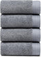 Premium Towel Set of 4 Hand Towels, 18" x 30", Dark Grey, 100% Cotton, Ultra Soft & Absorbent
