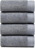 Premium Towel Set of 4 Hand Towels, 18" x 30", Dark Grey, 100% Cotton, Ultra Soft & Absorbent