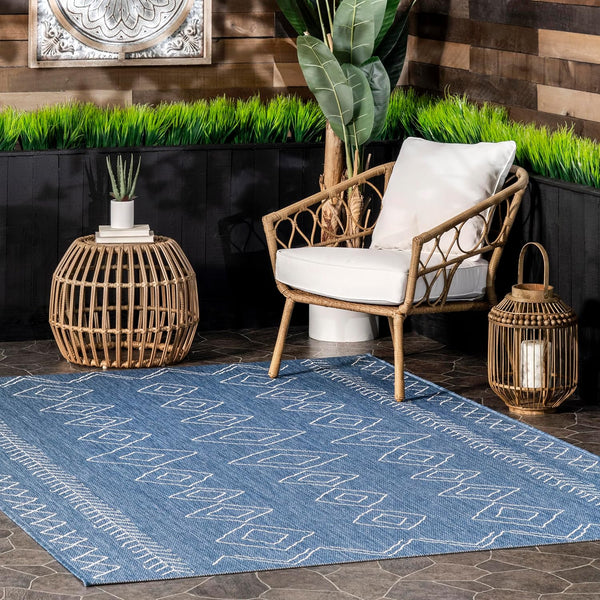 nuLOOM Serna Moroccan Accent Rug, Indoor/Outdoor, Rectangular, Blue, 2' x 3', 0.1" Thick