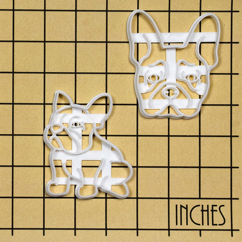 Set of 2 French Bulldog Cookie Cutters, Body & Face Designs, 2 Pieces by Bakerlogy