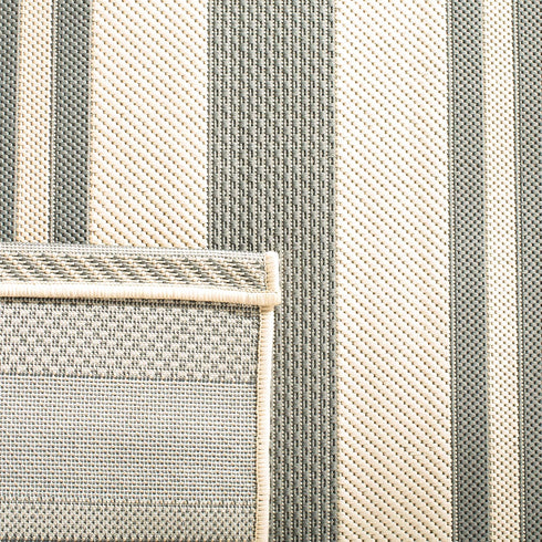SAFAVIEH Courtyard Collection Accent Rug - 2' x 3'7", Grey & Bone, Stripe Design, Non-Shedding, Easy Care,