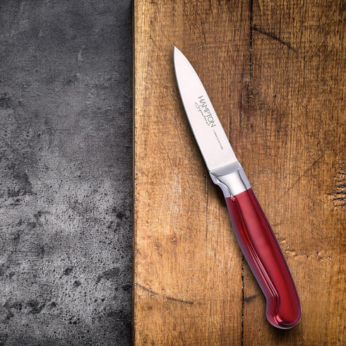 Hampton Forge Red Rorik Paring Knife, 3.5" with Clear Blade Guard, 0.25 LB