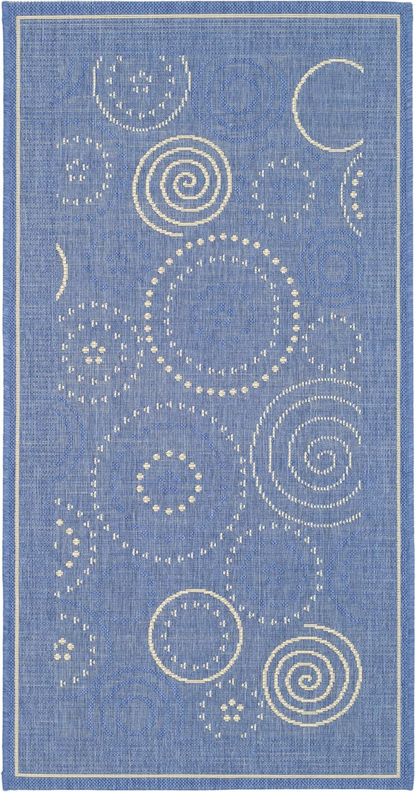 SAFAVIEH Courtyard Collection Accent Rug - 2' x 3'7", Blue & Natural, Washable, Indoor/Outdoor, Ideal for High Traffic