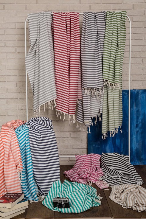 Bersuse 100% Cotton Malibu Turkish Towel – 37x70 Inches, Silver Gray.