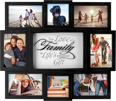 Malden International Designs The Love of a Family Dimensional Collage Picture Frame, Black, 8 Options, 6-4x6 & 2-4x4