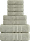 GREEN LIFESTYLE Luxury 8 Piece Cotton Towel Set - Soft Absorbent Bath