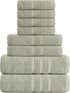 GREEN LIFESTYLE Luxury 8 Piece Cotton Towel Set - Soft Absorbent Bath
