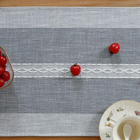 13x90inch Farmhouse Braided Striped Table Runner Rustic Embroidery Coffee Table Runners for Decorations Weddings