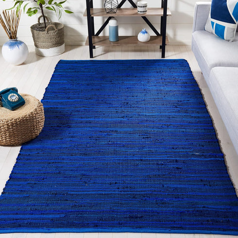 SAFAVIEH Rag Rug Collection Accent Rug - 2' x 3', Blue & Multi, Handmade Boho Stripe Cotton, Ideal for High Traffic Areas in Entryway, Living Room, Bedroom (RAR130B) by Safavieh