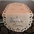 Christmas Table Runner with Reindeer and Cabin, Tan Burlap Style Material, Size 34 x 15 inches
