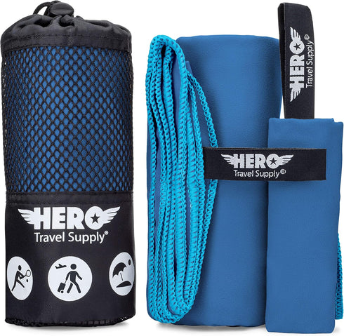 Hero Microfiber Towel - Camping, Beach, Gym, 24 X 48 (Includes Bonus Washcloth)