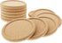 12 Set Cork Coasters with Lip for Drinks, 4 Inch Thick Rustic Saucer with Metal Holder, Heat & Water Resistant