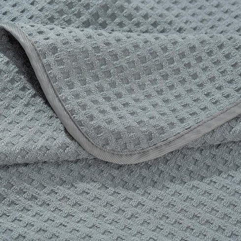 POLYTE Microfiber Waffle Bath Towel Body Wrap for Men, One Size - Quick Dry (Gray)