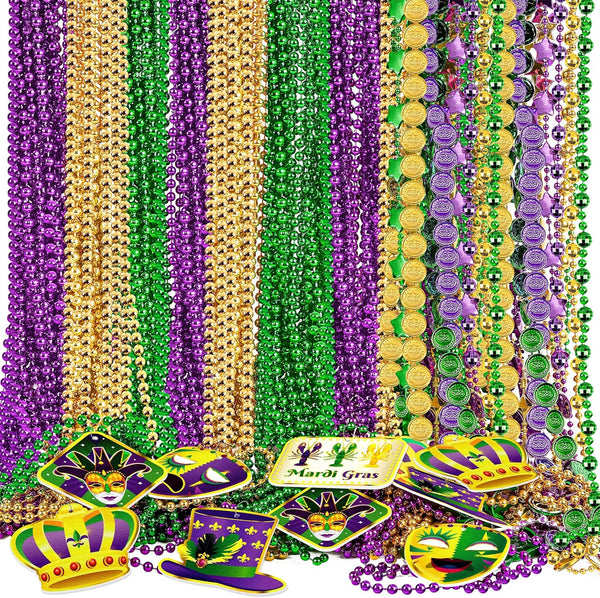 Moon Boat 72PCS Mardi Gras Beads Bulk Carnival Accessories for Party Favors