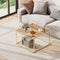 WLIVE Coffee Table, Glass Coffee Table for Living Room, Modern Small Coffee