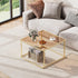WLIVE Coffee Table, Glass Coffee Table for Living Room, Modern Small Coffee