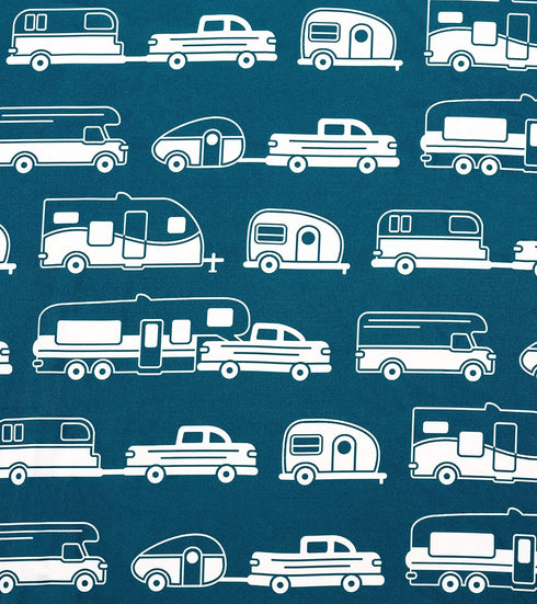 Camco Life is Better at The Campsite Queen-Size Bed Sheets Set, Blue RV Print (53298) Includes Fitted, Flat Sheet,