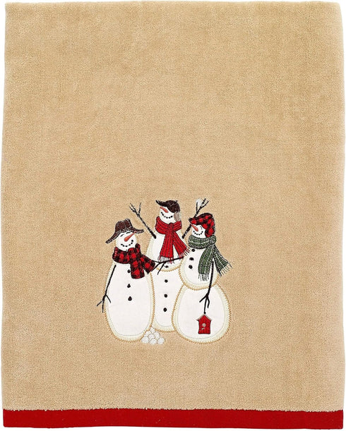 Avanti Linens Bath Towel - Soft & Absorbent, Embroidered Christmas Decorations, Snowmen Gathering Collection