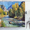 Ambesonne Landscape Shower Curtain, Cloth Fabric Bathroom Decor Set with Hooks, 69" W x 70" L, Mustard Green Blue,