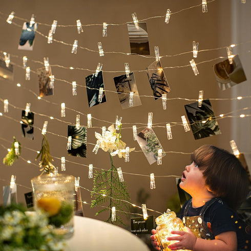 Light,33FT 51 LUSHARBOR Photo Clips String Fairy Lights with Clips, Battery Operated String Lights with Clips